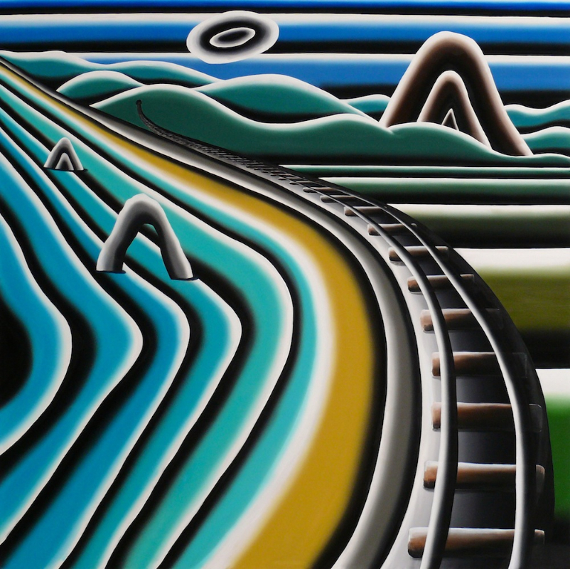 Andreas Schulze - Gleise am Meer, 2013, Acrylic on canvas, 200 x 200 cm